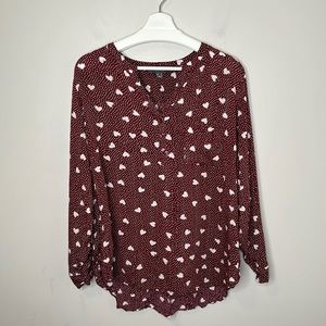 Primark Red Polka Dot and Printed Hearts Blouse
